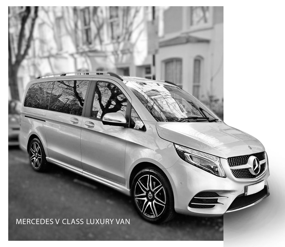 Luxury, spacious Mercedes V Class model parked in front of a house near Heathrow Airport (LHR) Terminal 5. Inquire on how to hire our chauffeurs in Heathrow Airport Terminals 2, 3, 4 or 5 ☎️020 3633 4613☎️